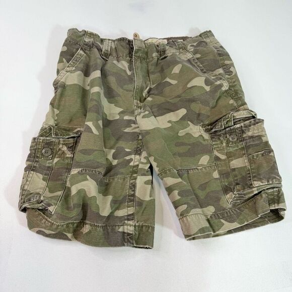 Vintage No Boundaries Short Mens 38 Green Mid Rise Camouflage Cargo Cotton - Picture 1 of 10